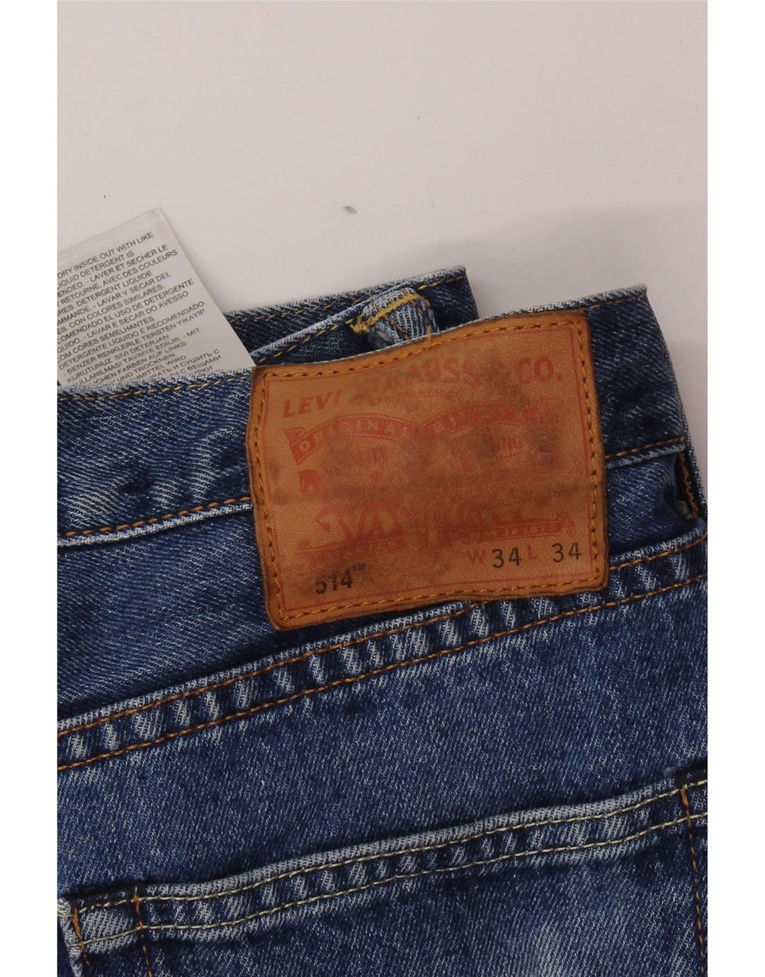 LEVI'S Herre 514 Straight Jeans W34 L34 Blå Bomuld