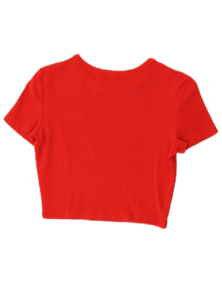 ZARA Womens Crop T-Shirt Top UK 8 Lille Rød