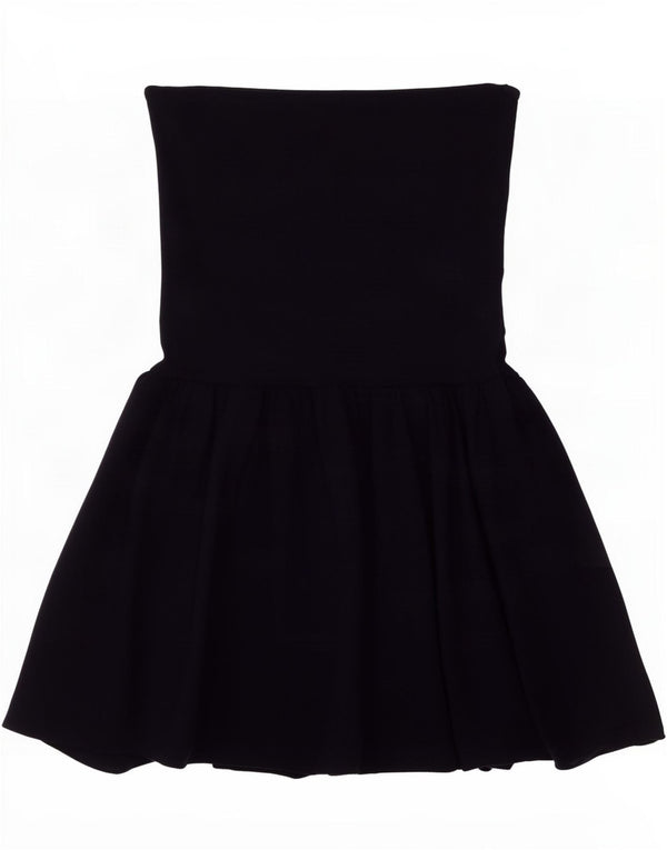 Zara Dame Stropløs Kjole UK 8 Small Navy Blue Viscose