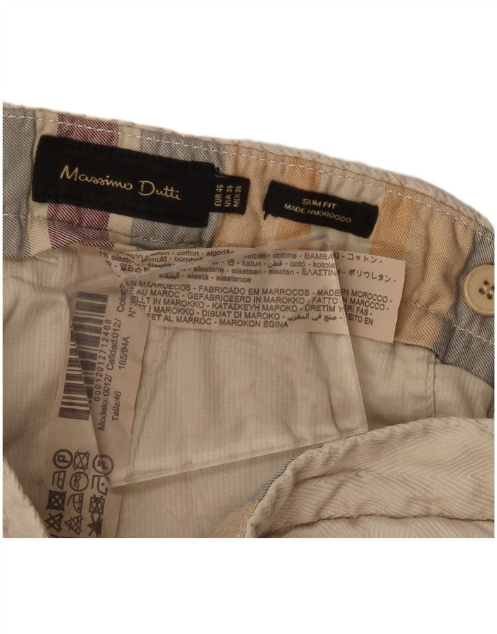 MASSIMO DUTTI Herre Slim Fit Chino Bukser EU 46 XL W36 L33 Beige Bomuld