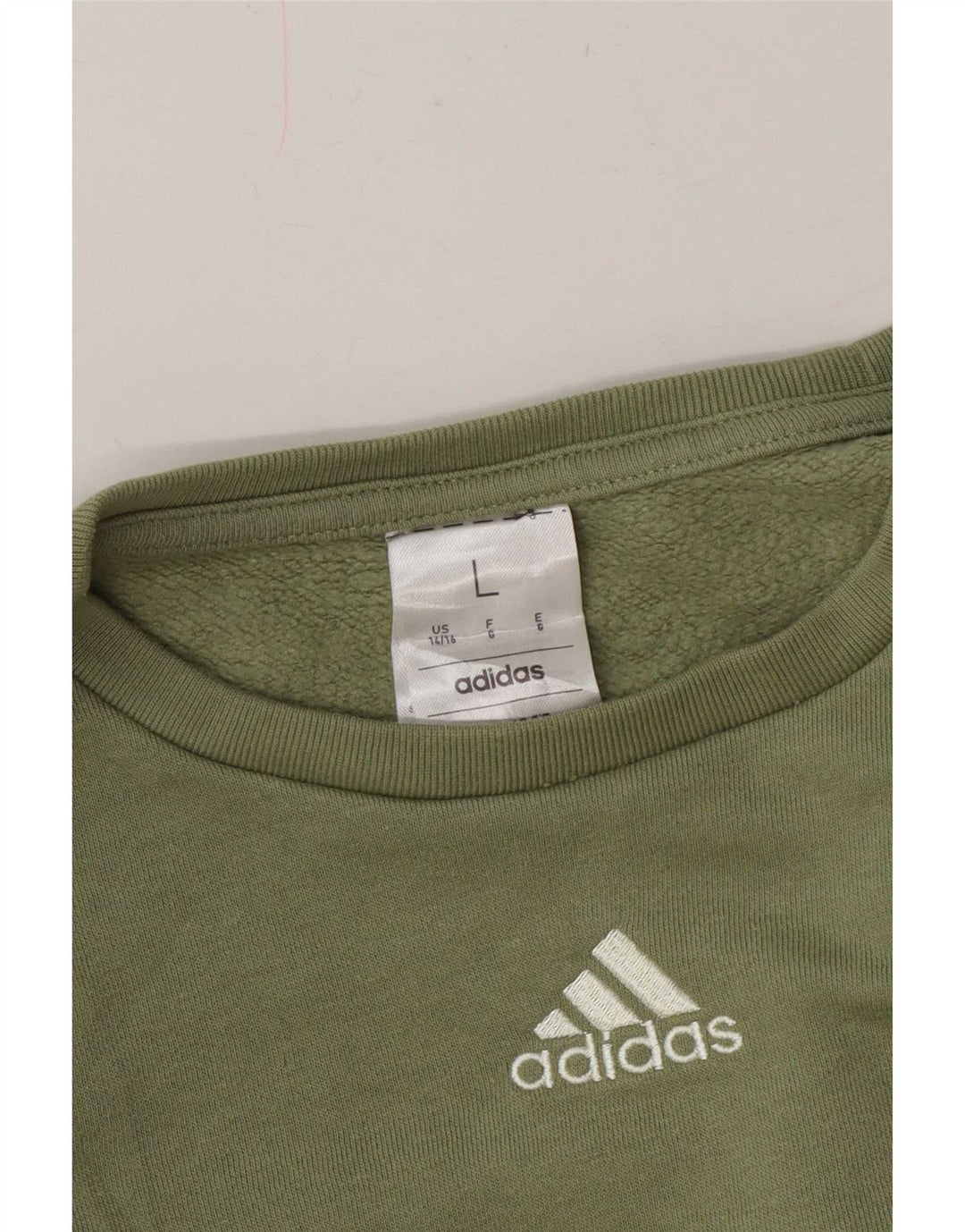 Adidas Dame Sweatshirt Jumper US 14/16 Stor grøn bomuld