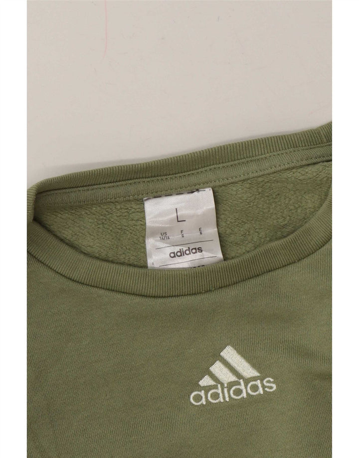 Adidas Dame Sweatshirt Jumper US 14/16 Stor grøn bomuld