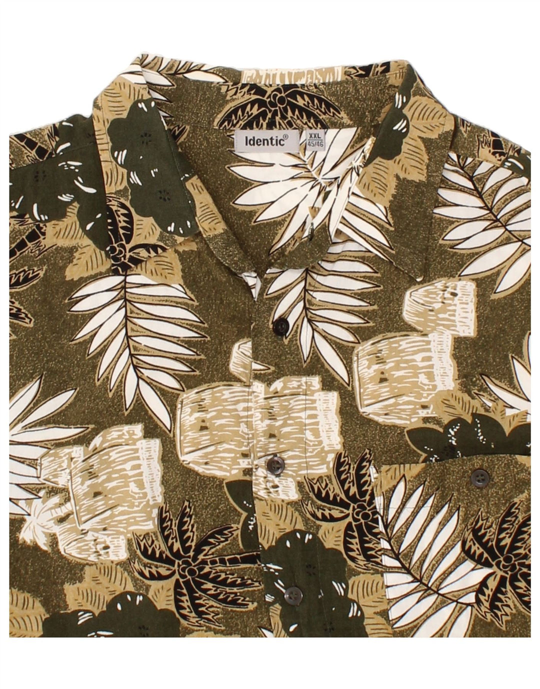 IDENTIC Mens Abstract Pattern Short Sleeve Shirt 2XL Green Viscose Vintage Identic and Second-Hand Identic from Messina Hembry 