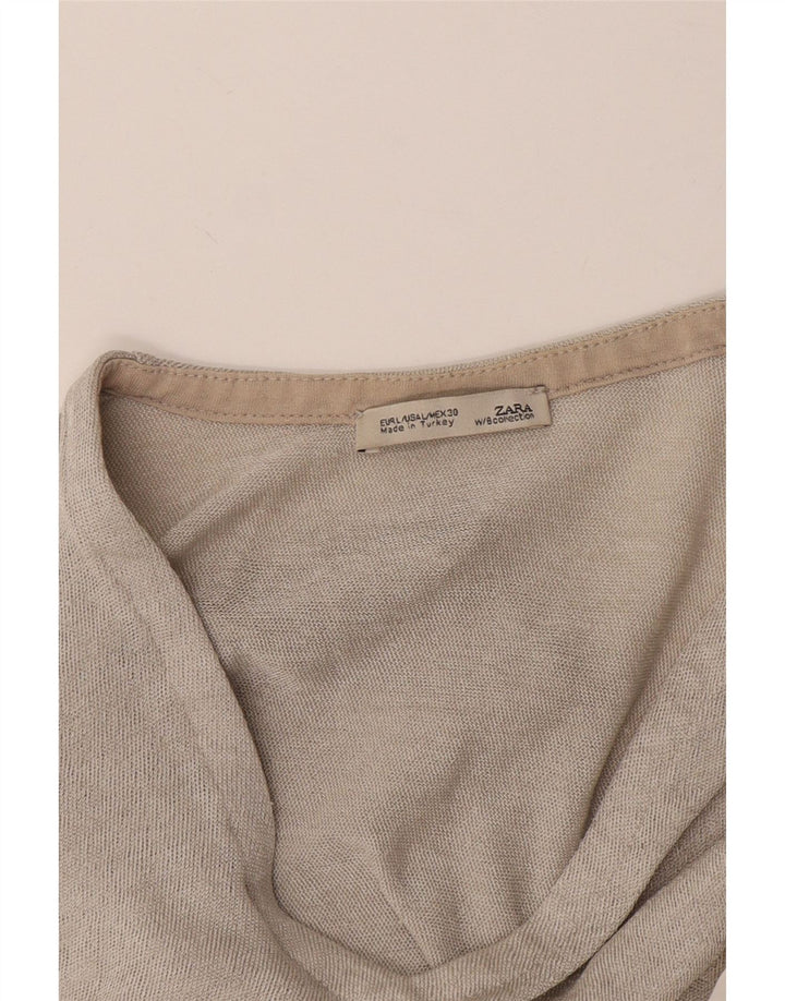 Zara Dame Oversized V-hals sweater UK 16 Stor Grå Colourblock