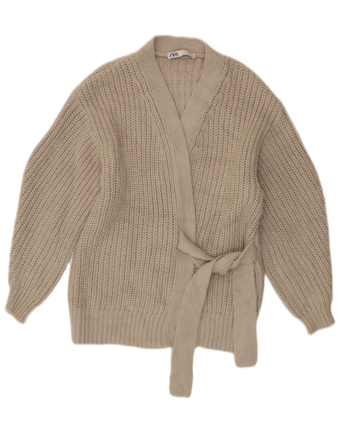Zara Dame Oversized Cardigan Sweater UK 10 Lille Beige Akryl