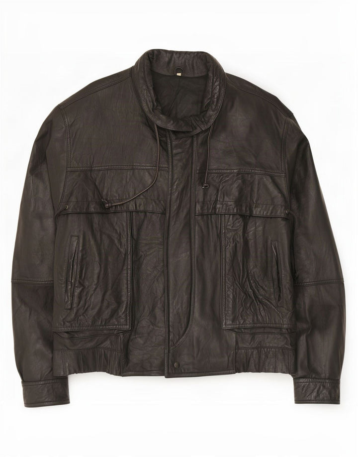 Vintage herre læderjakke IT 54 2XL Sort