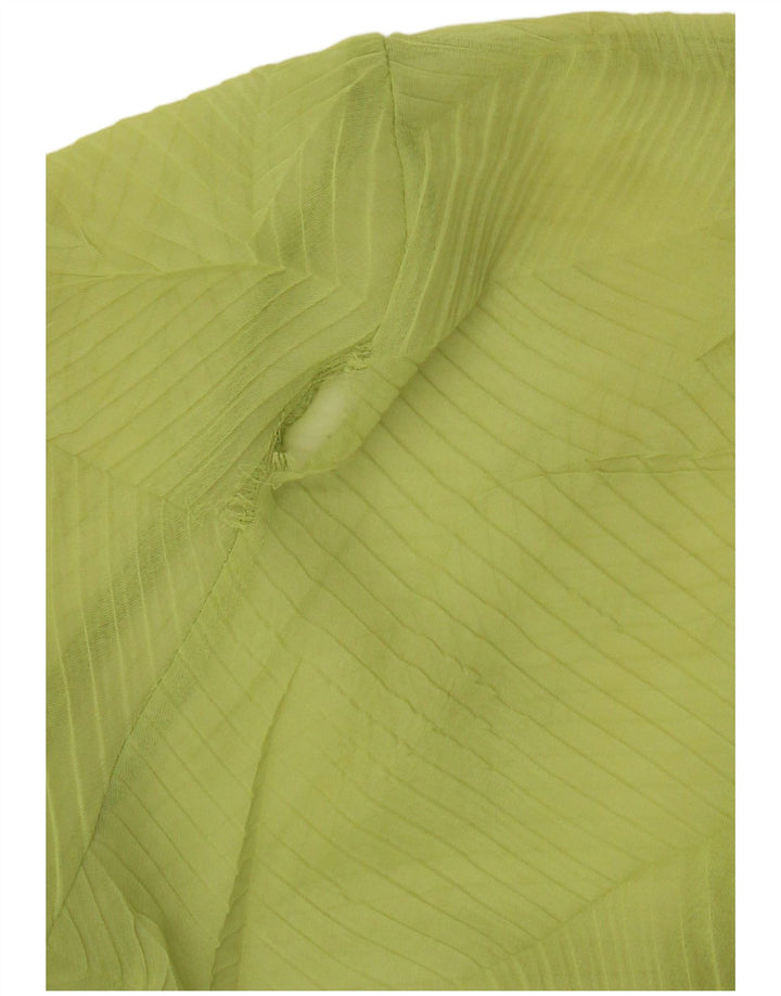 Vintage Kvinders Crop Front Tie Se Gennem Top UK 14 Medium Grøn Stribet