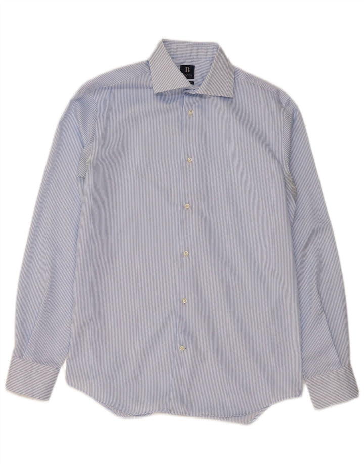 Boggi herre Regular Fit skjorte str. 39 15 1/2 Mellem blå stribet bomuld