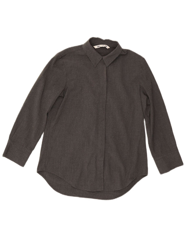 Zara Womens Loose Fit Shirt UK 10 Small Grå