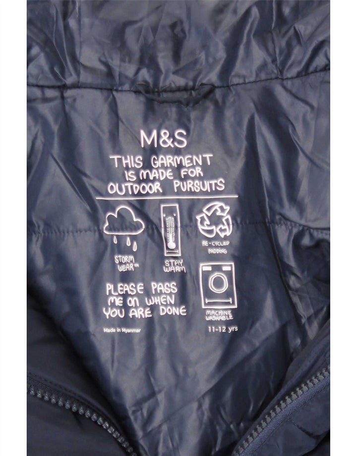 Marks & Spencer Girls Polstret hættefrakke 11-12 år Navyblå polyester