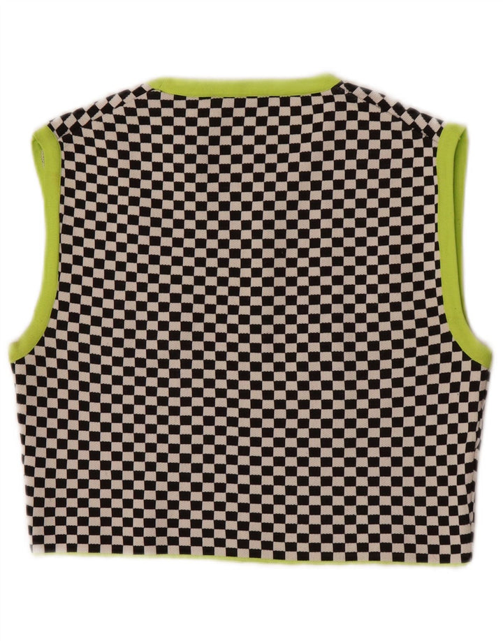 Zara Womens Crop Vest Top UK 12 Medium Sort Geometrisk Polyester