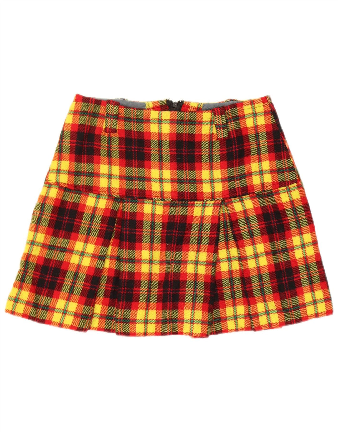 Vintage mininederdel til kvinder W28 Medium Gul Plaid