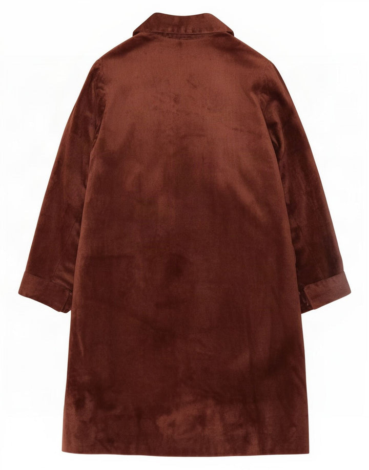 Vintage Dame Velvet Overcoat UK 14 Medium Brown