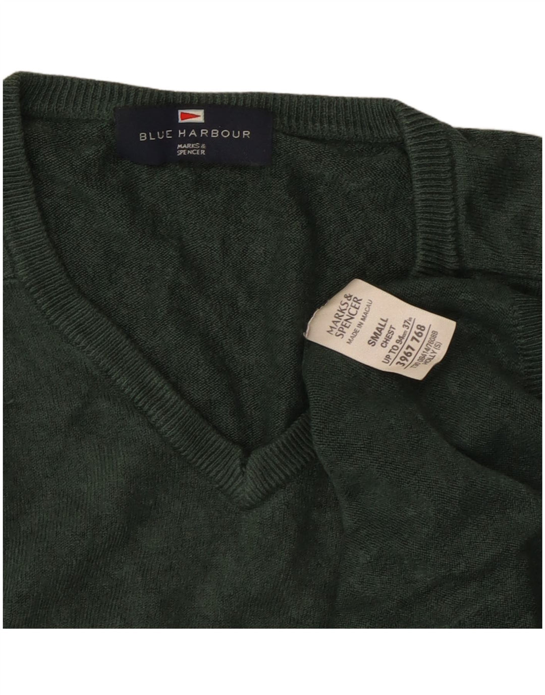 Marks & Spencer Herre Blue Harbor V-hals sweater lille grøn akryl