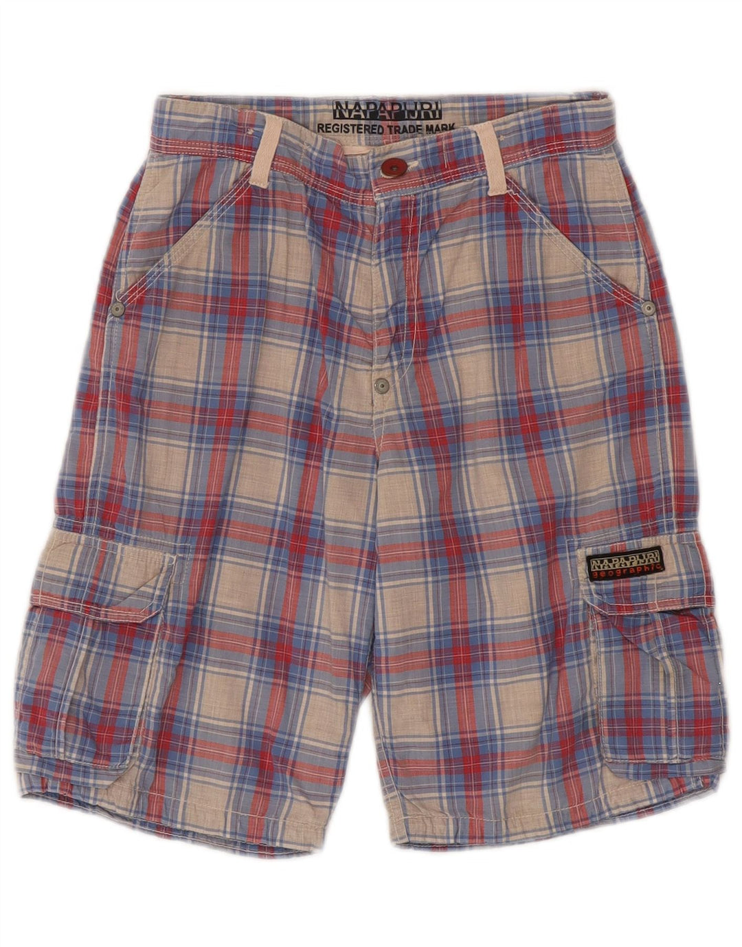 Napapijri drenge cargo shorts 9-10 år W24 flerfarvet ternet bomuld