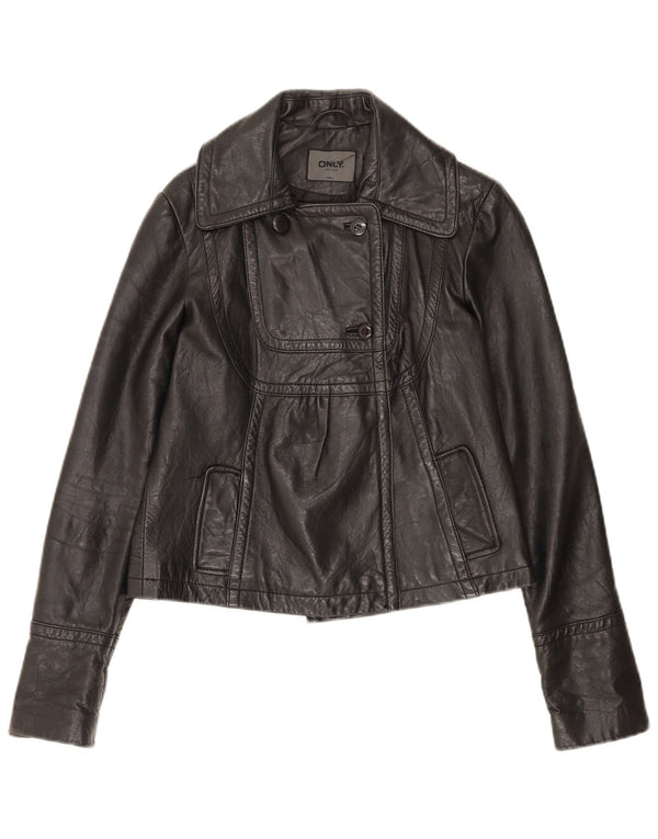 Only Womens Læderjakke UK 10 Small Black Læder