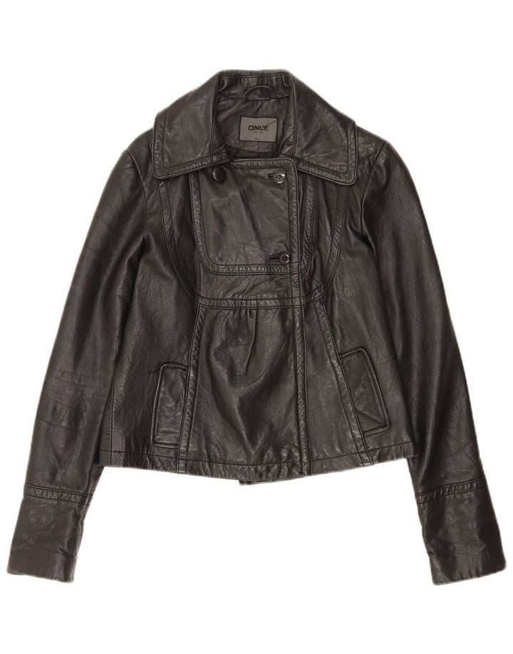 Only Womens Læderjakke UK 10 Small Black Læder