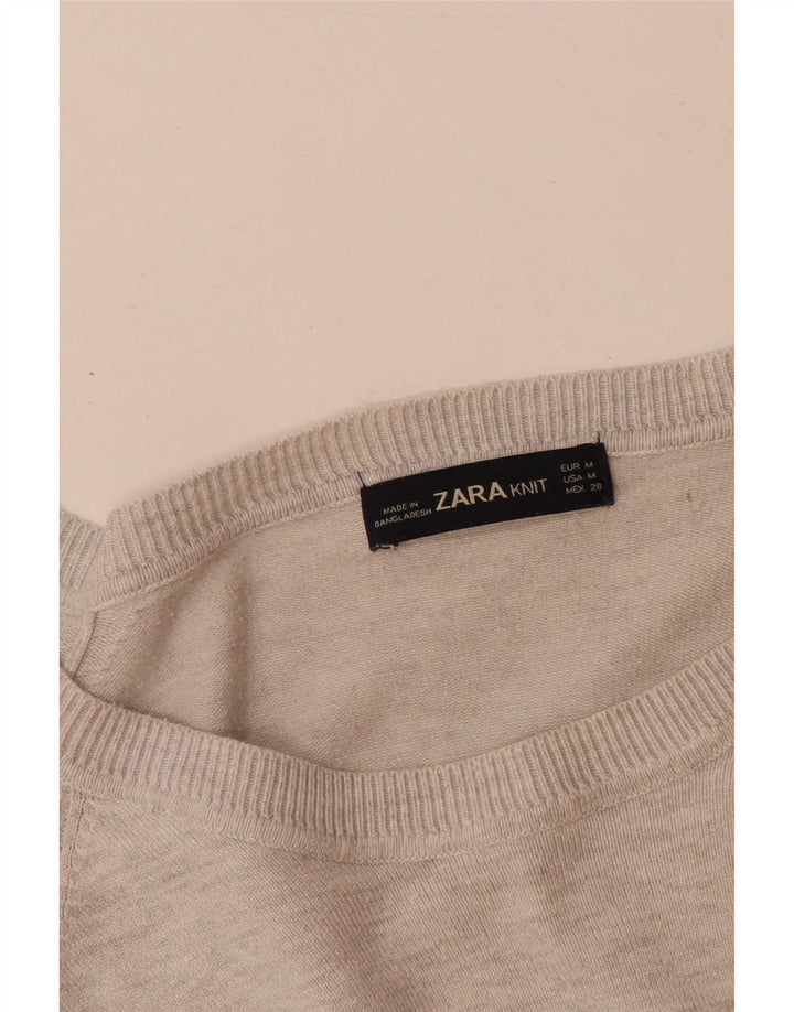 Zara Dame Oversized Boat Neck Jumper Sweater UK 14 Medium Grey Viscose