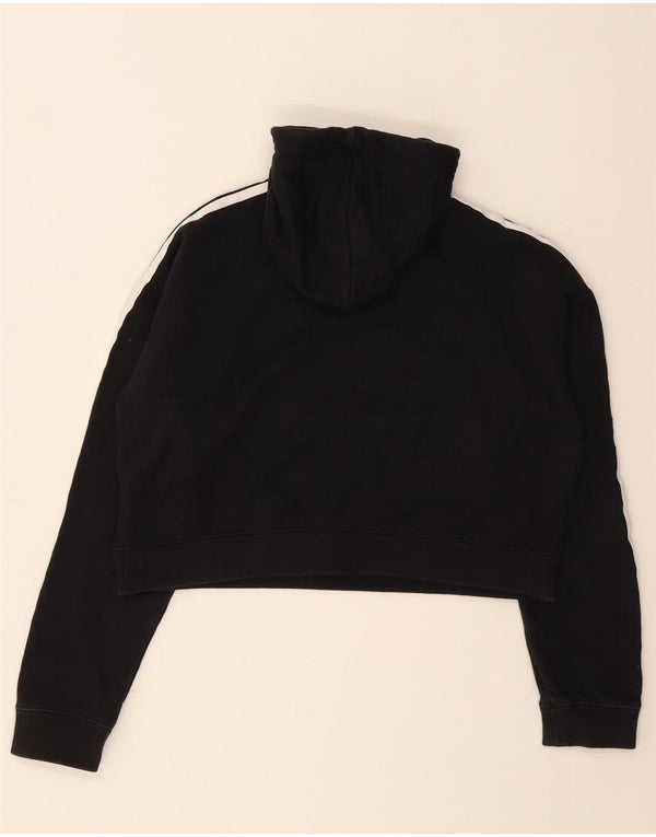 Adidas Womens Crop Oversized Hoodie Jumper UK 8 Small Black Bomuld