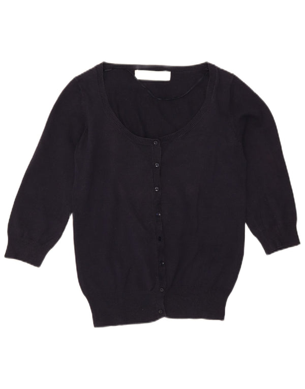 Zara dame cardigan sweater med 3/4 ærmer UK 12 medium marineblå bomuld