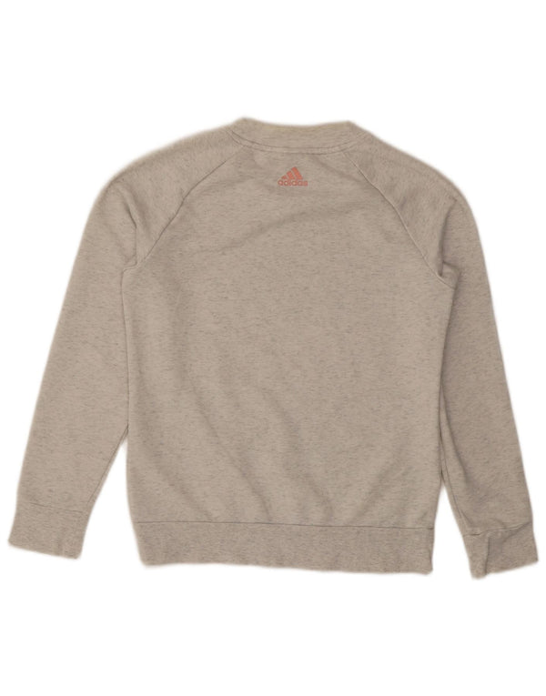 Adidas Dame Grafisk Sweatshirt Jumper UK 8 Small Grey Flecked