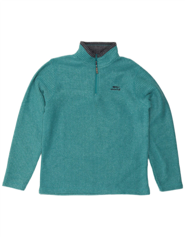 Weird Fish Herre lynlås hals Fleece Jumper Stor turkis polyester