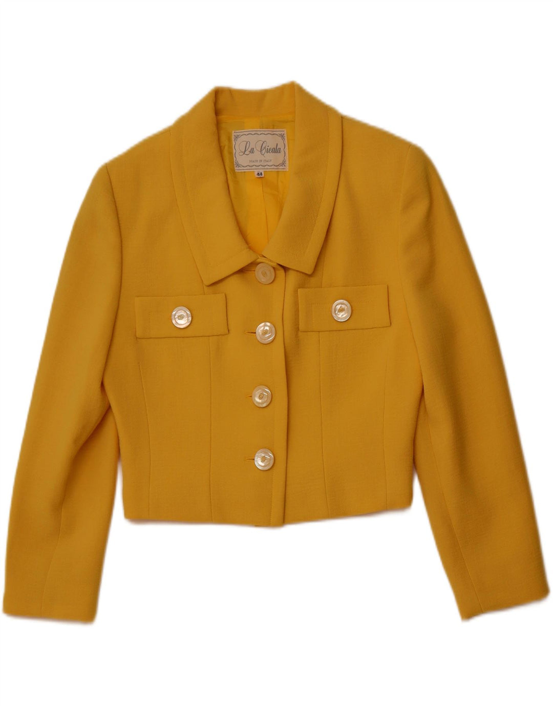 VINTAGE Womens 4-knaps 2-delt nederdelsæt IT 44 Medium W26 Gul Uld