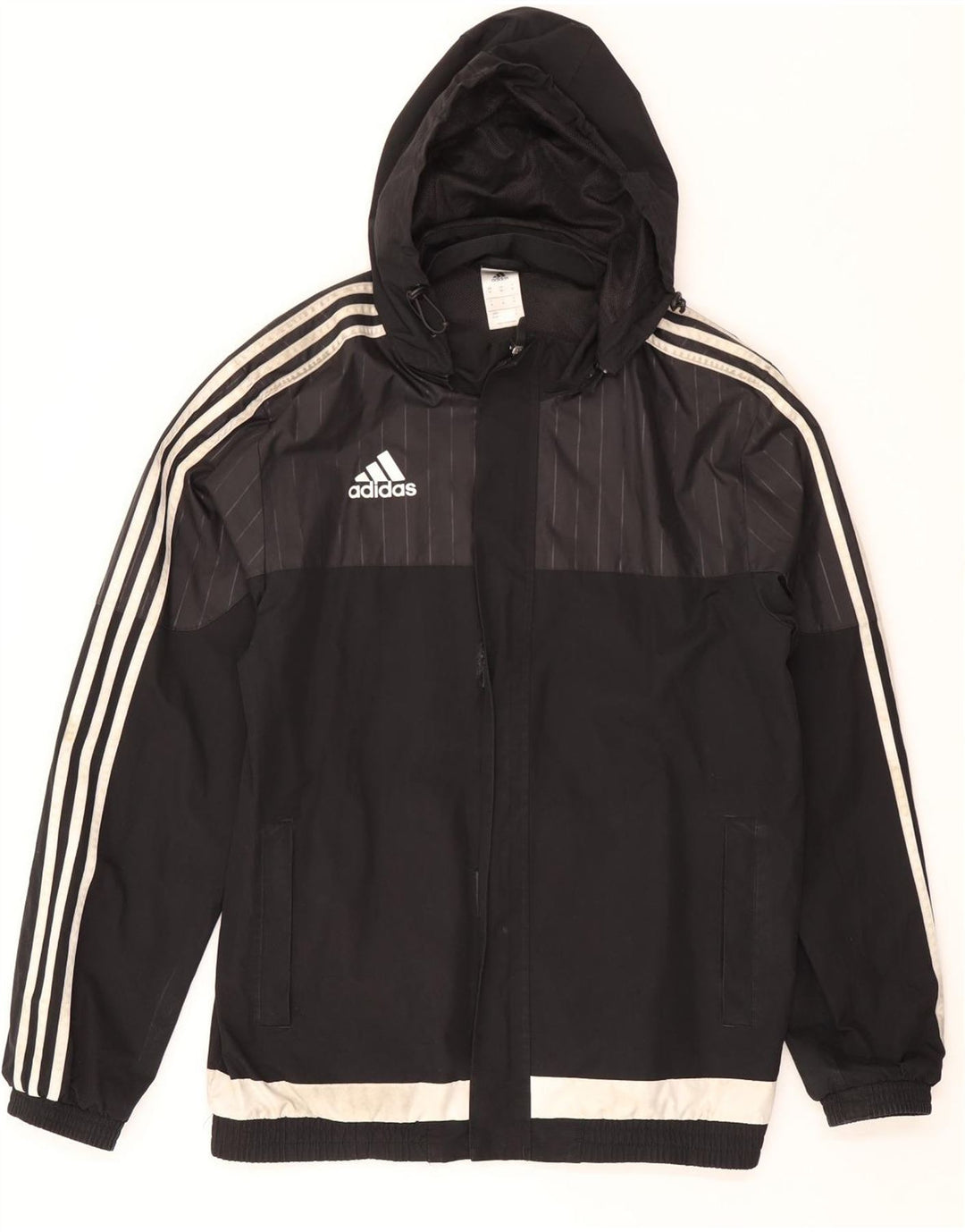 ADIDAS Regnjakke med hætte til mænd UK 38 Medium Sort Colourblock Polyester