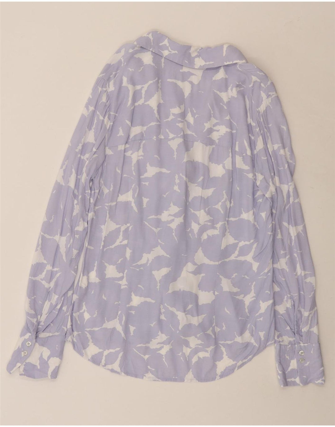 BENETTON Dameskjorte UK 14 Medium Purple Floral Viscose