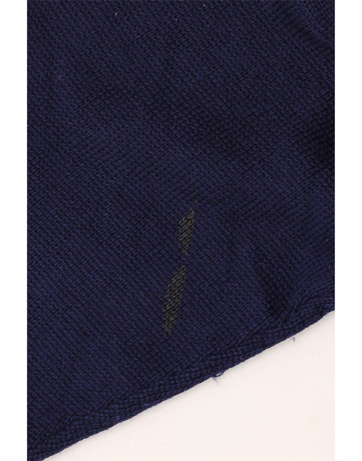 VINTAGE Herre sweater med rund hals, medium marineblå uld