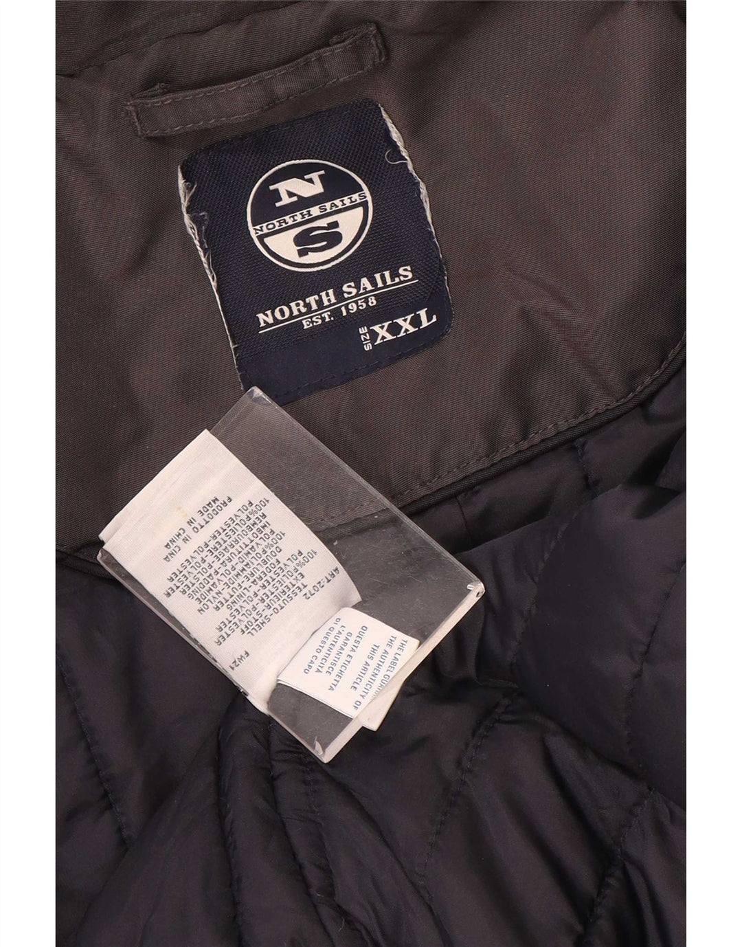 North Sails Herre Bomber Polstret Jakke UK 44 2XL Grå Polyester