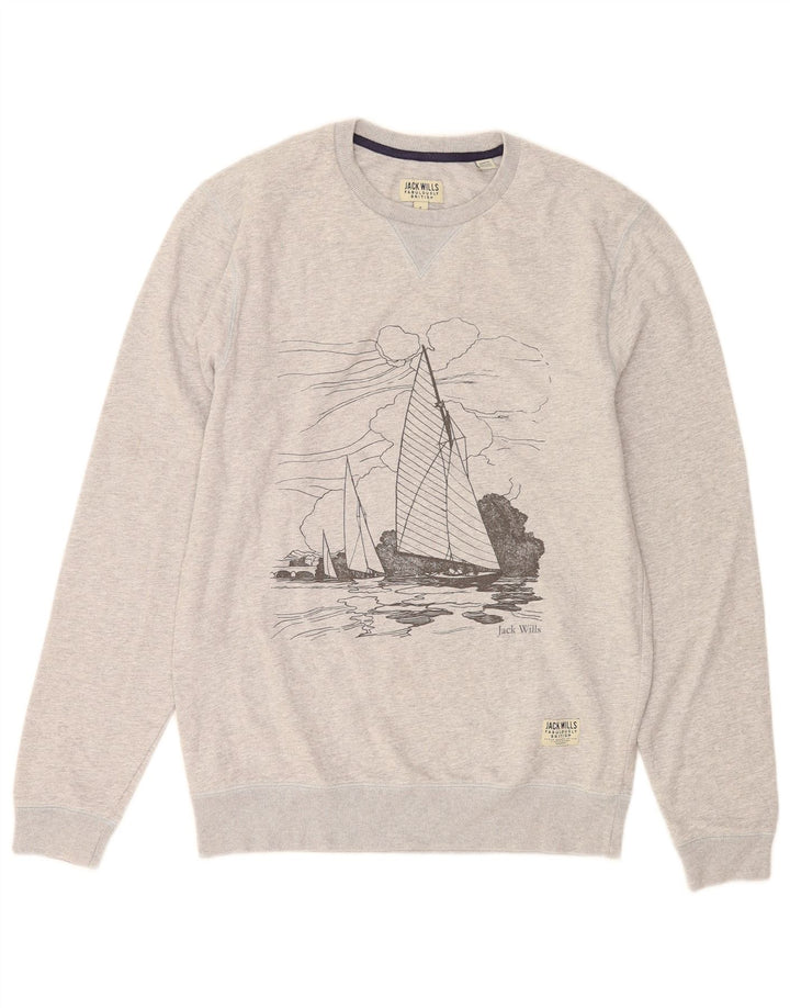 Jack Wills Herre grafisk sweatshirt jumper lille grå bomuld