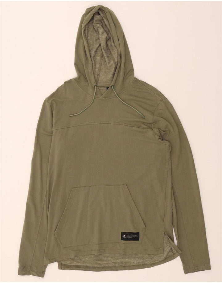 ADIDAS Mens Hoodie Jumper Medium Khaki Cotton Vintage Adidas and Second-Hand Adidas from Messina Hembry 