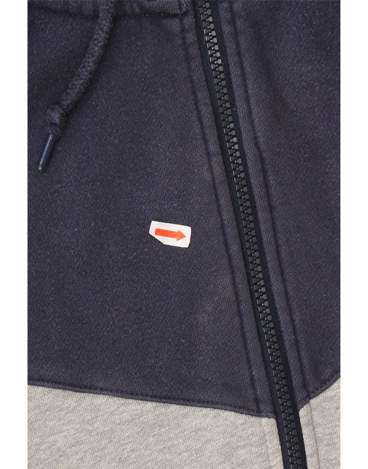 NIKE Womens Zip Hoodie Sweater UK 14 Medium Navy Blue Colourblock