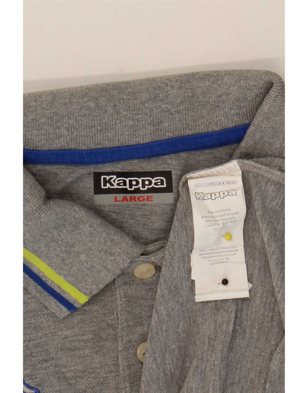 Kappa herre poloshirt stor grå stribet bomuld