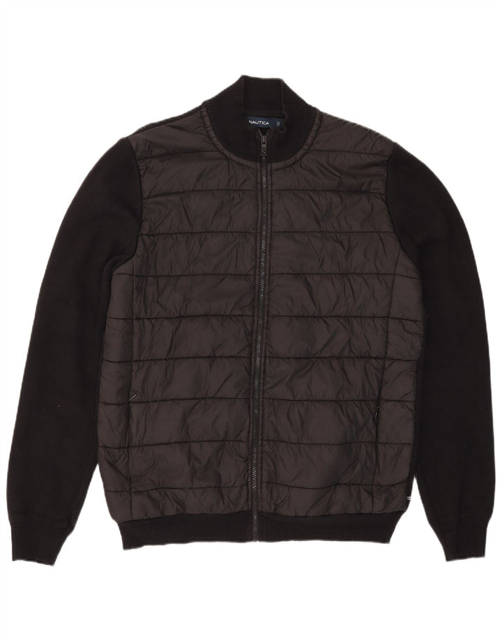 Nautica Herre Cardigan Sweater Stor Sort Bomuld