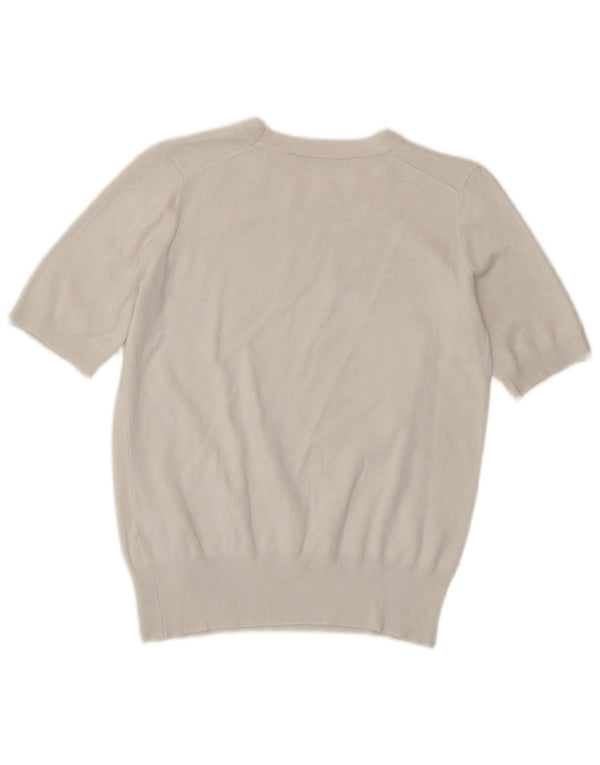 Zara Dame Kortærmet Boat Neck Jumper Sweater UK 10 Small White Viscose