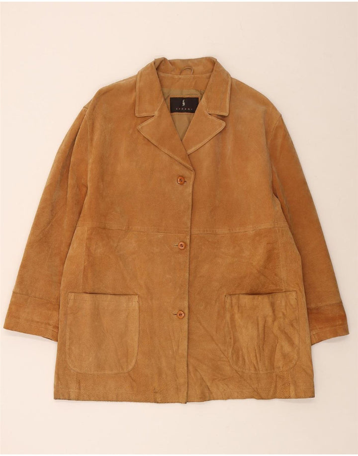 EFFEGI Womens Oversized Suede Jacket IT 48 XL Brown Leather