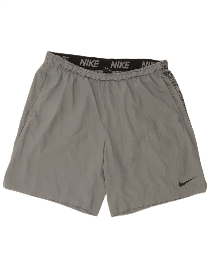 Nike Herre Dri Fit grafiske sportsshorts 2XL Gråstribet polyester
