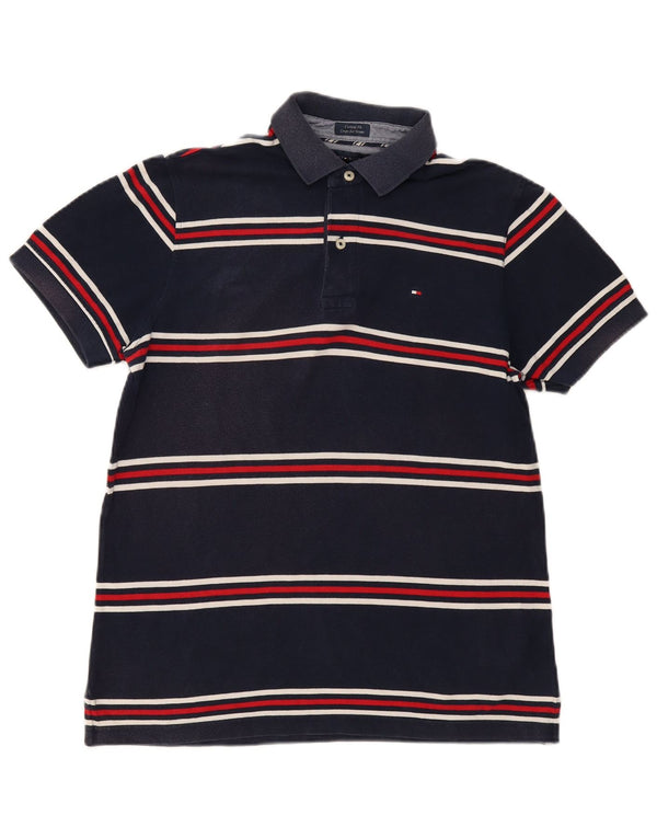 Tommy Hilfiger Herre Custom Fit poloshirt Medium marineblå stribet bomuld
