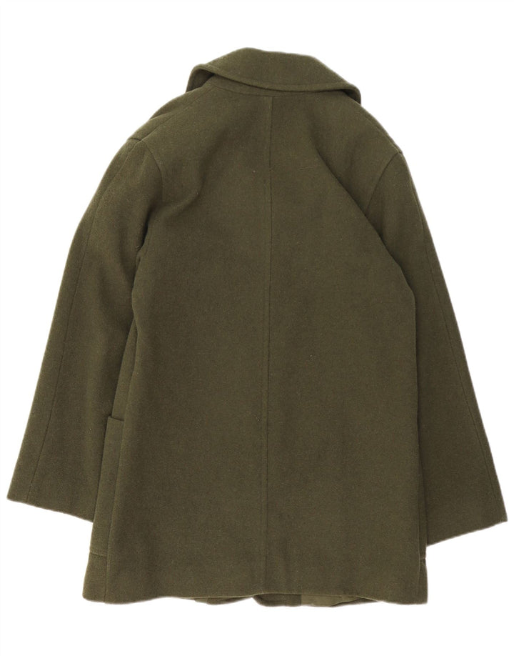 VINTAGE Oversize overfrakke til kvinder UK 10 Lille grøn uld