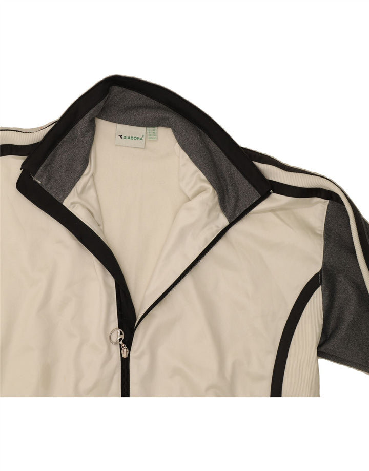 DIADORA Womens Tracksuit Top Jacket UK 14 Large Off White Colourblock Vintage Diadora and Second-Hand Diadora from Messina Hembry 