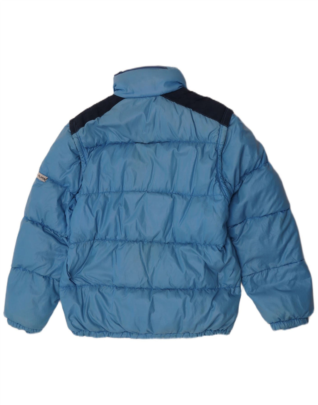 Vintage polstret hættejakke til mænd IT 52 XL Blå Colourblock Polyamid