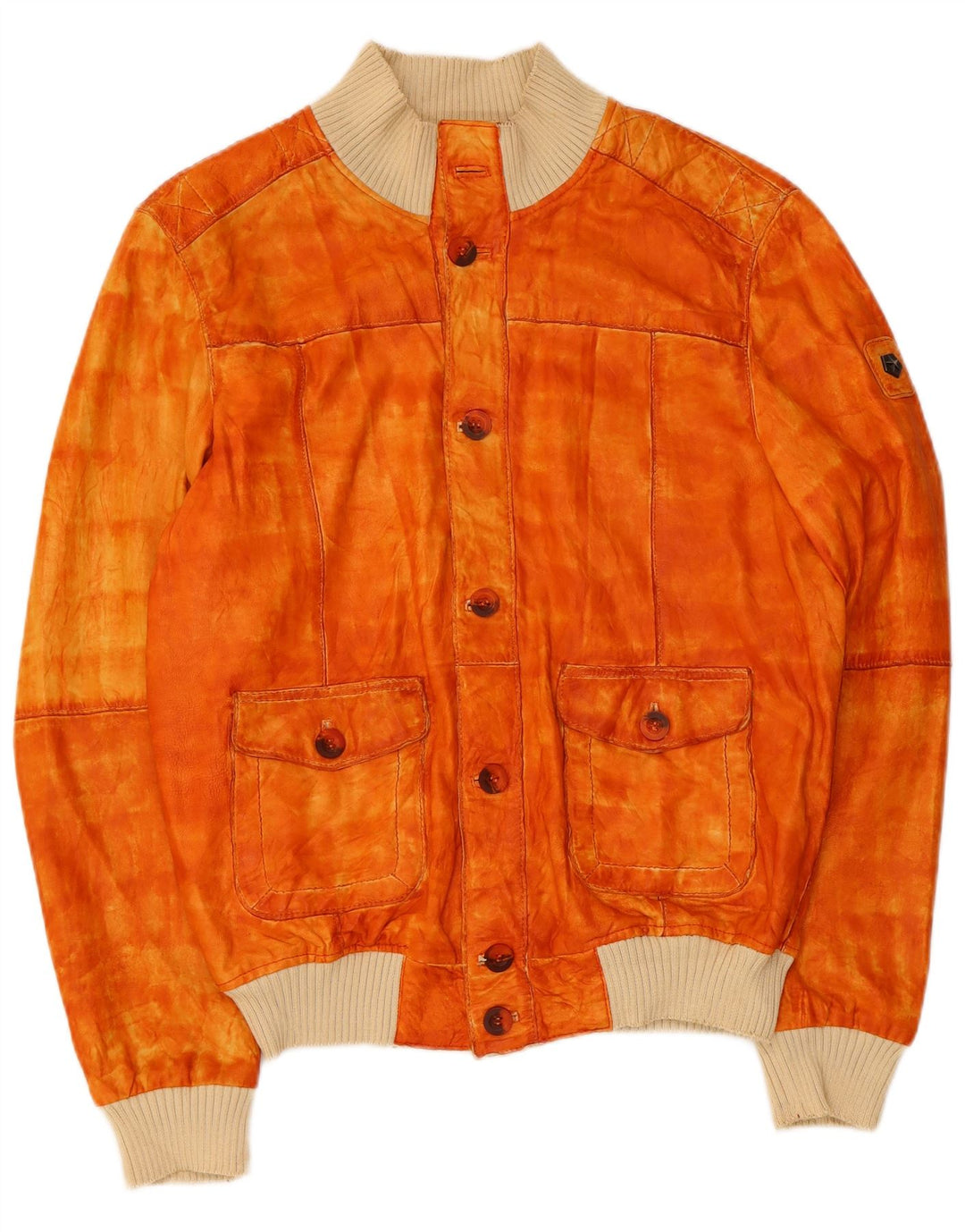 Milestone Herre Ruskind Bomber Jacket UK 36 Small Orange Læder