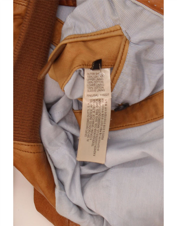Massimo Dutti Herre Læderjakke UK 40 Stor Brun Læder