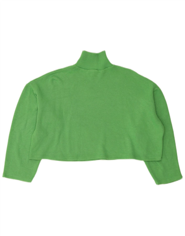 Zara Langærmet Oversized Crop Top UK 10 Lille grøn polyester