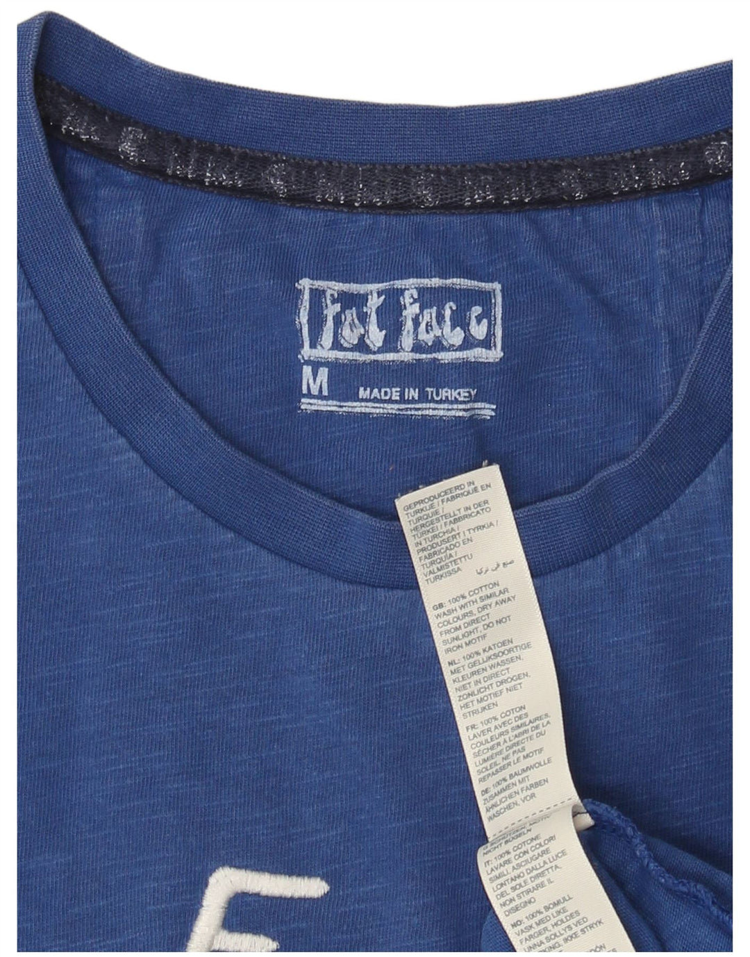 Fat Face Herre grafisk T-shirt Top Medium Blue Bomuld