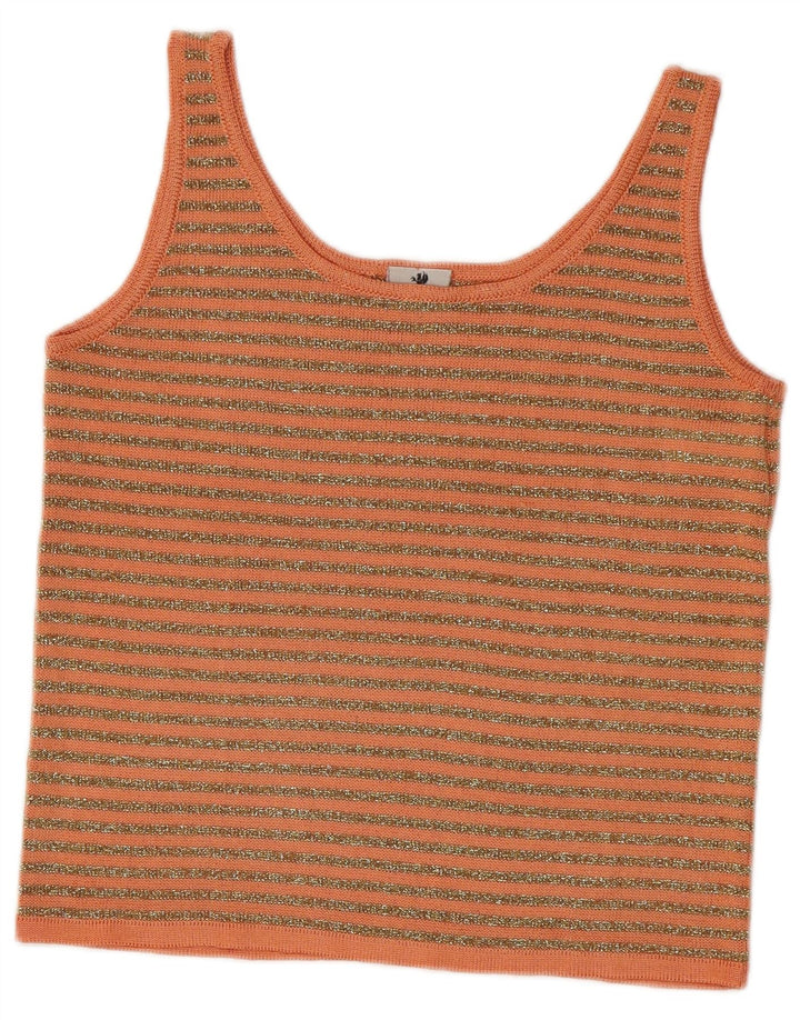 Vintage Dame Strik Cami Top IT 42 Medium Orange Stribet