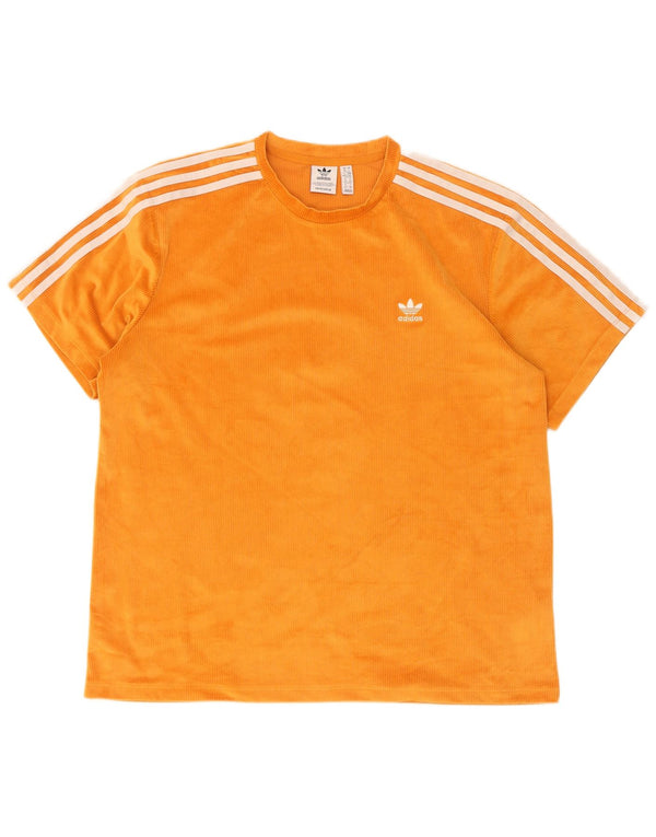 Adidas Dame Velour T-Shirt Top UK 18 XL Orange Polyester
