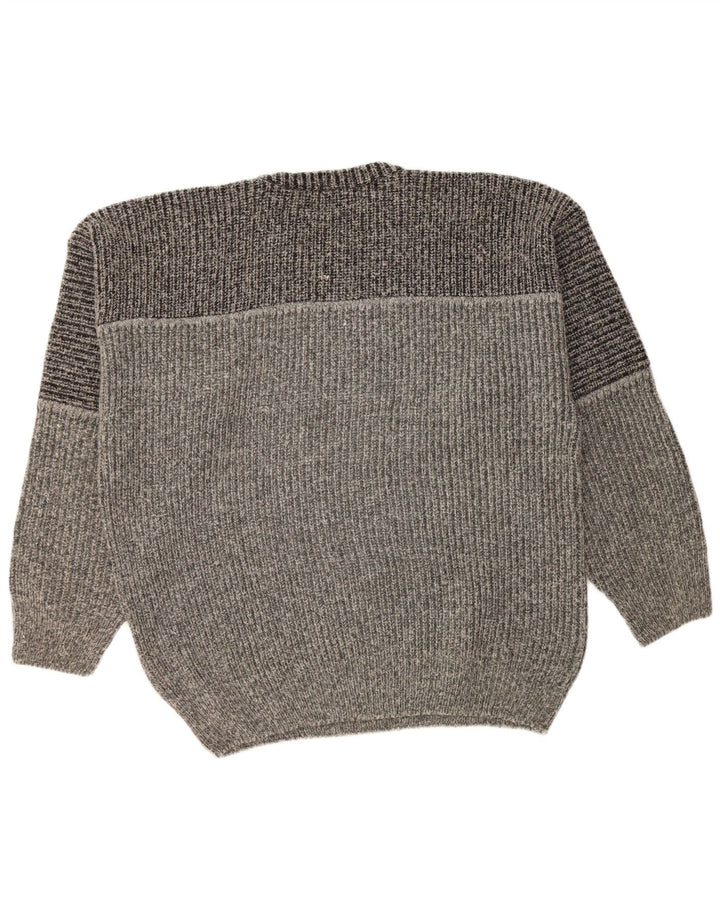 FIUME Herre Crew Neck sweater 2XL Grå Colourblock Akryl